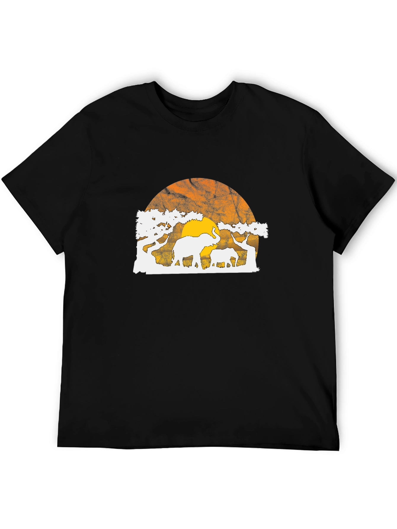 Elephant Sunset Graphic Tee - Black