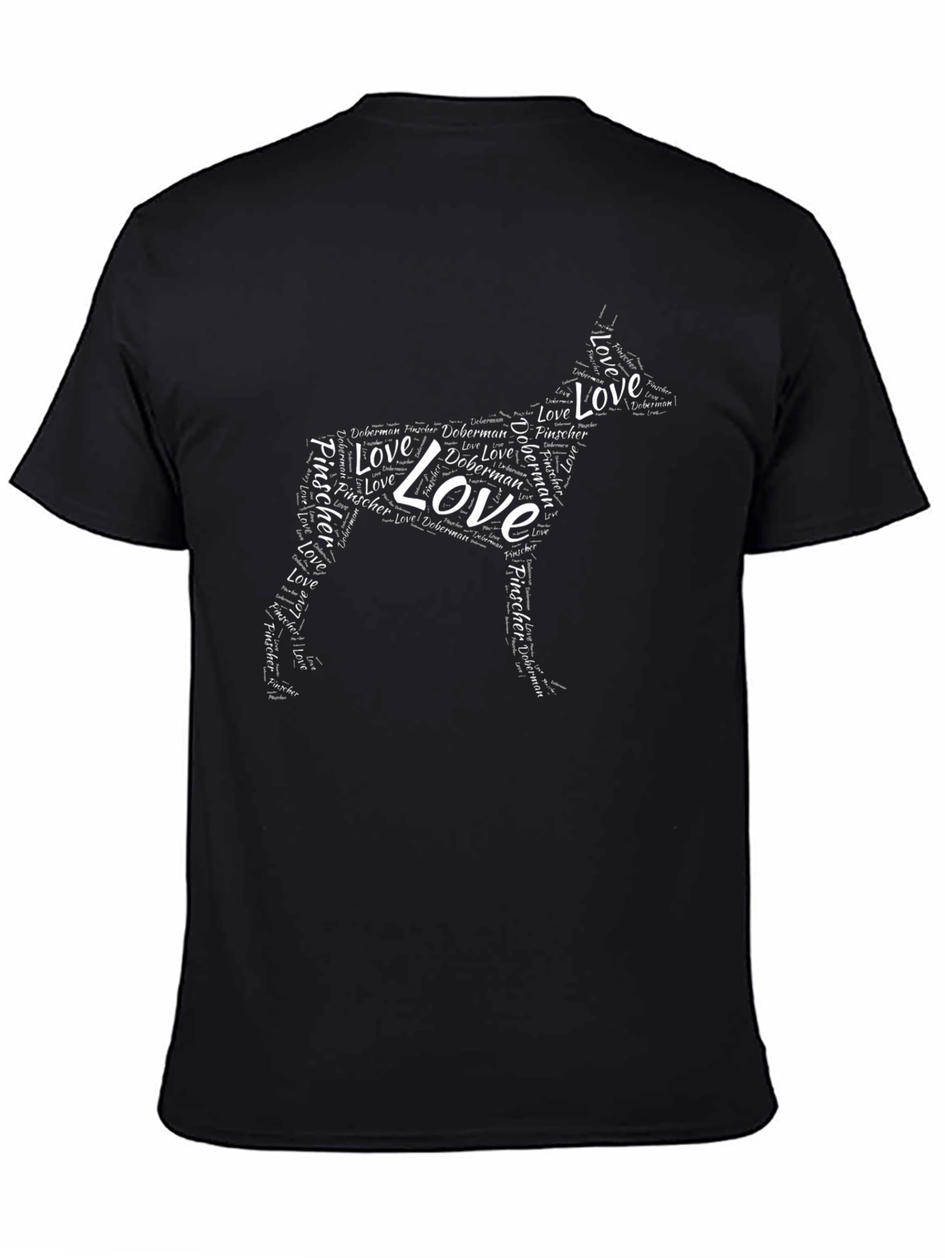 Doberman Love Word Art Black T-Shirt