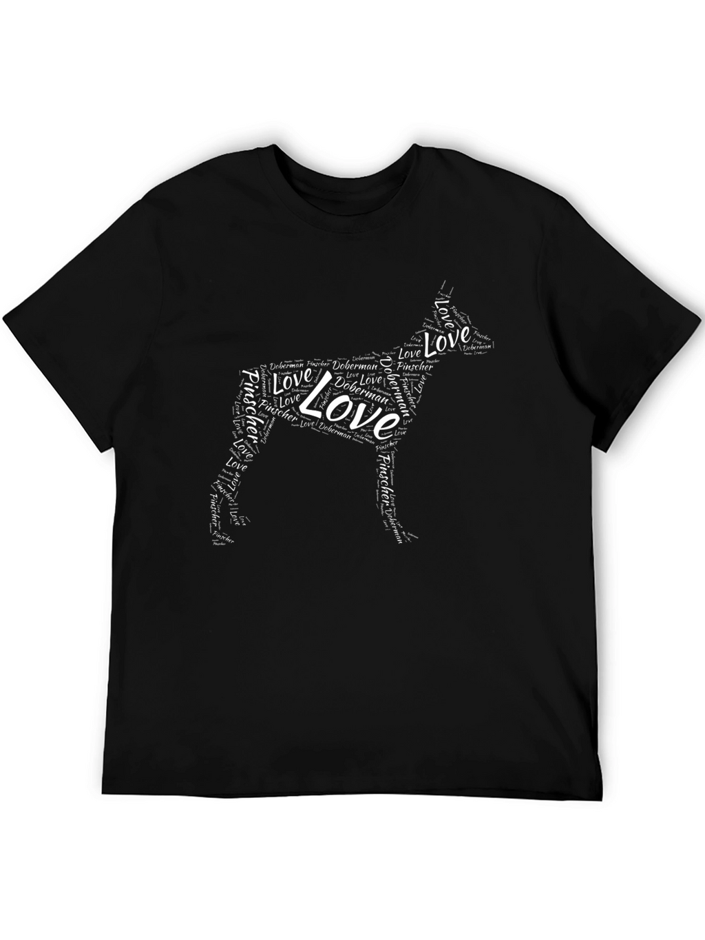 Doberman Love Word Art Black T-Shirt