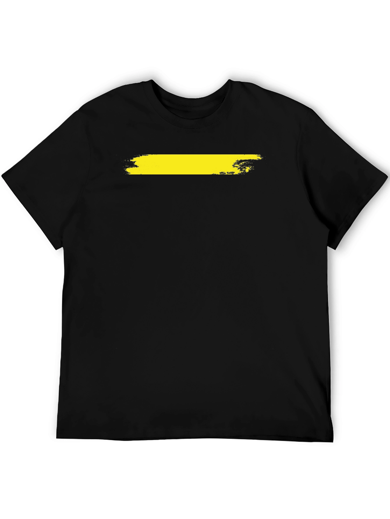 Mens Black T-Shirt with Yellow Brush Stroke Design