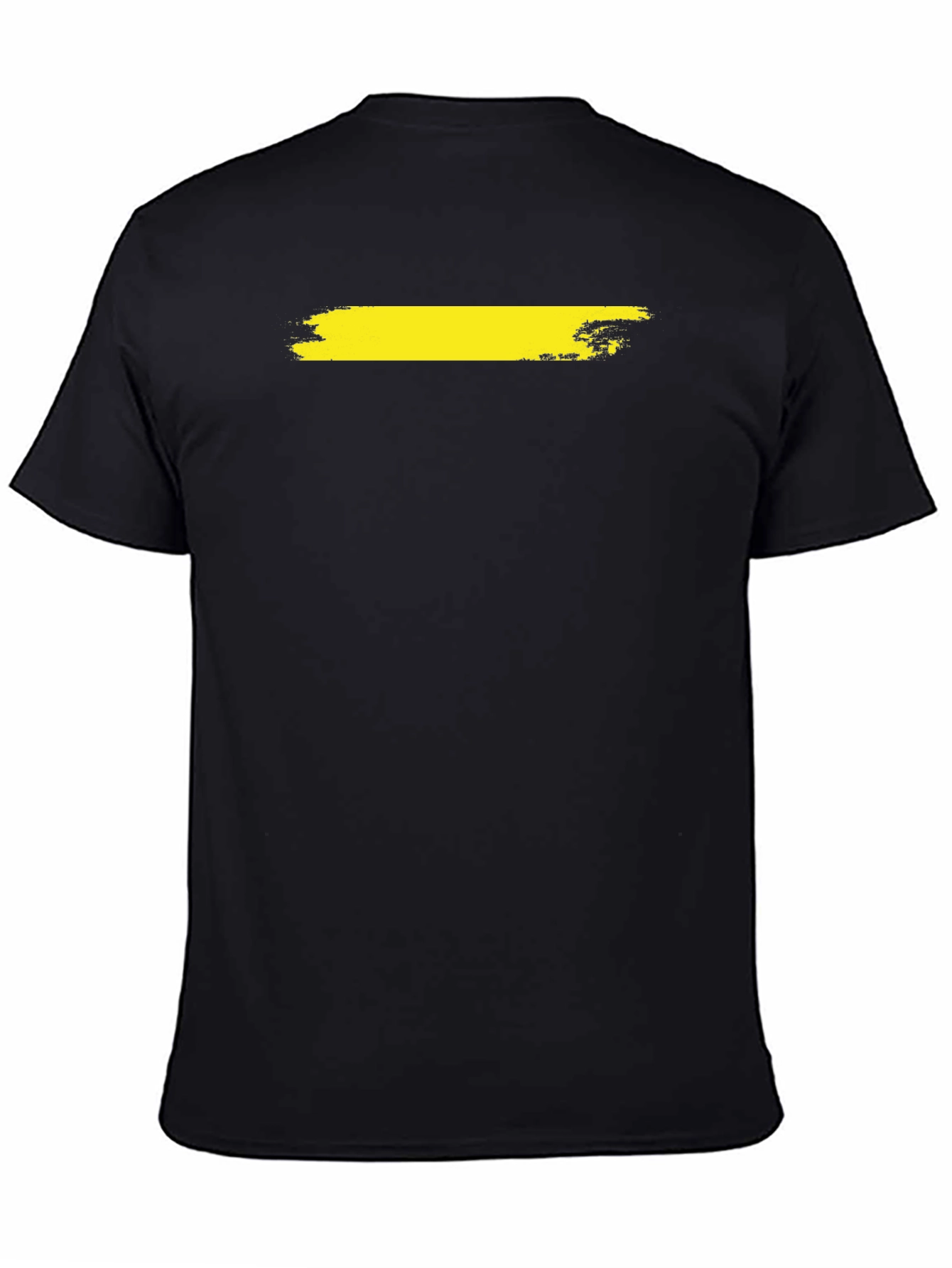 Mens Black T-Shirt with Yellow Brush Stroke Design