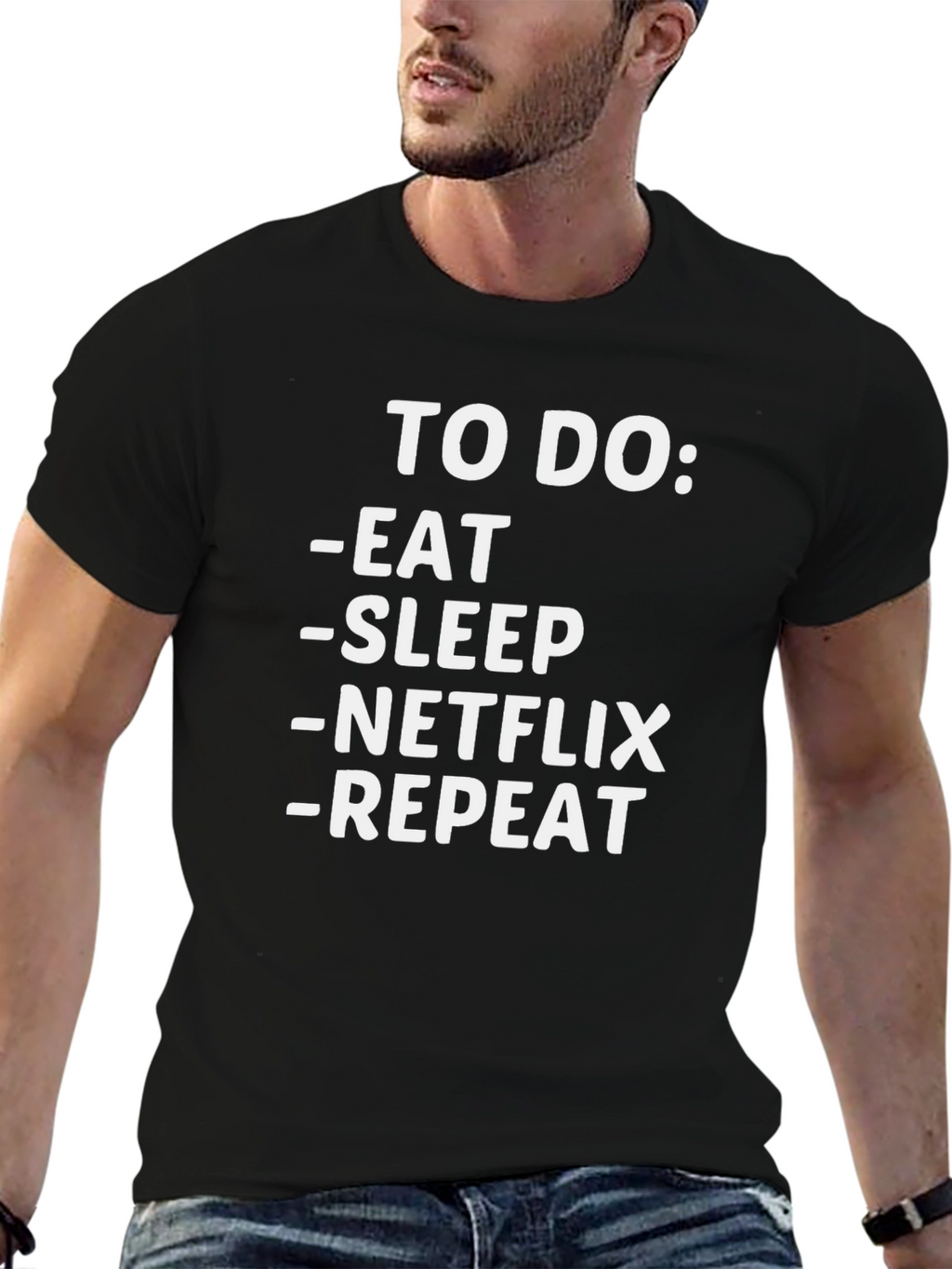Eat Sleep Netflix Repeat Funny Graphic T-Shirt
