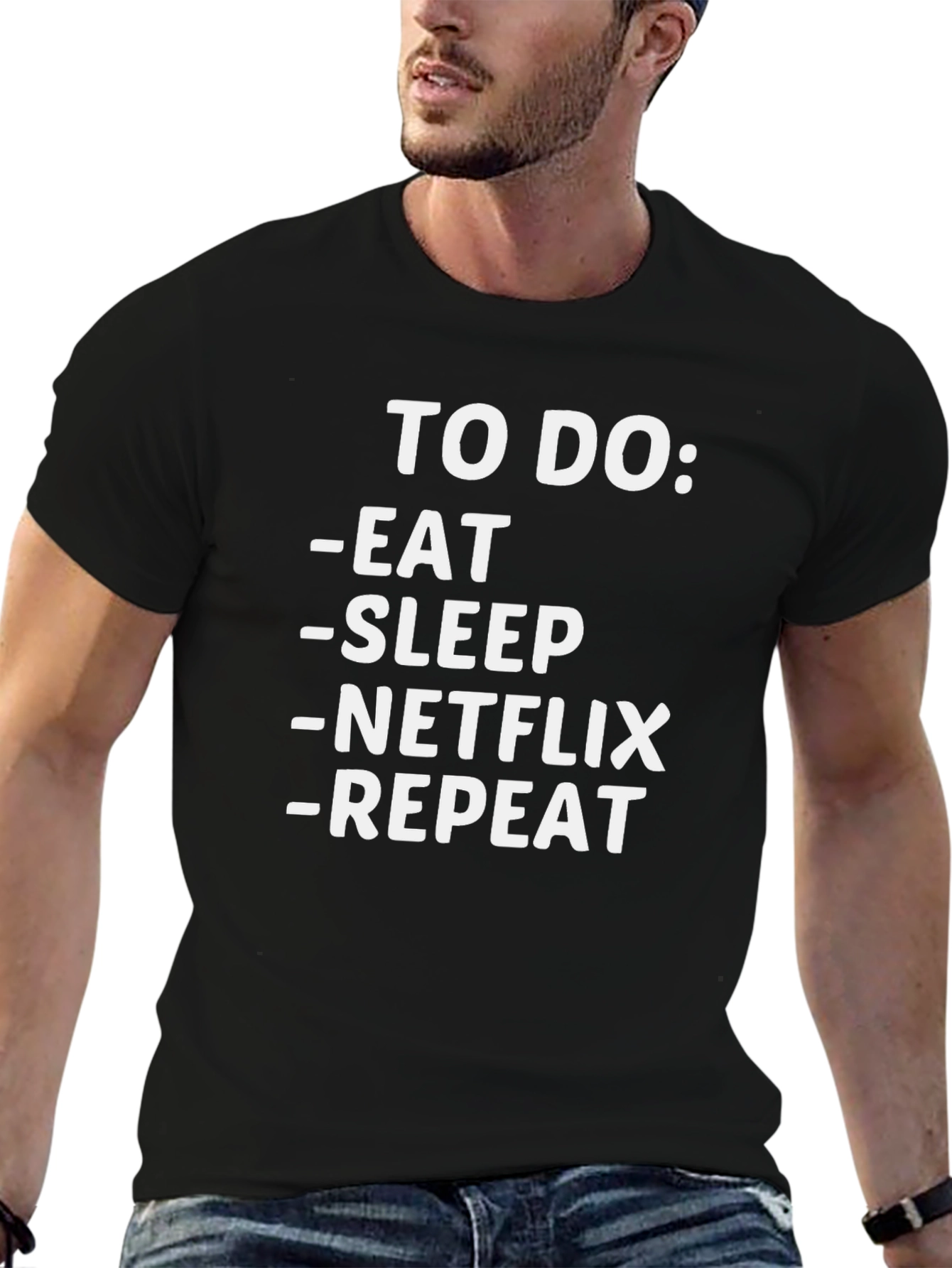 Eat Sleep Netflix Repeat Funny Graphic T-Shirt