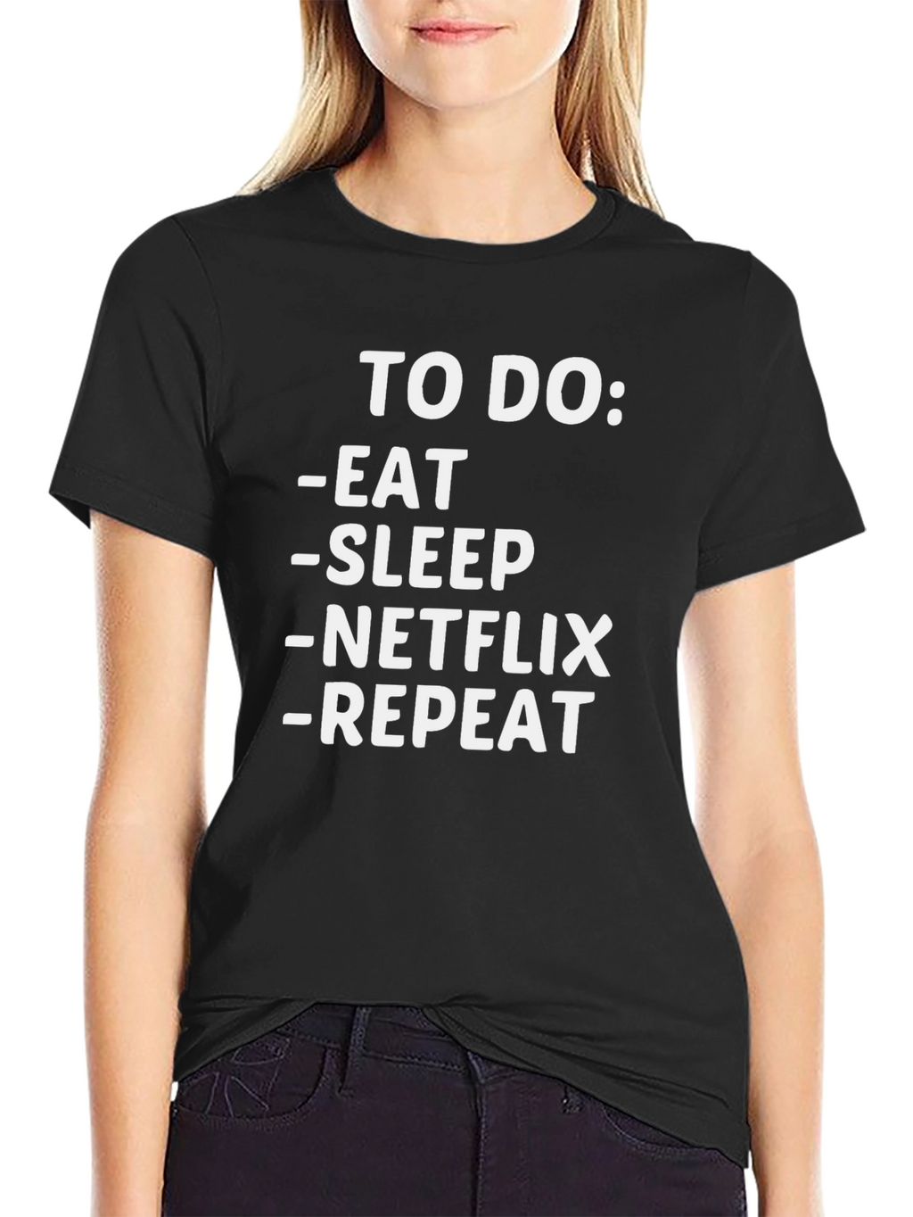 Eat Sleep Netflix Repeat Funny Graphic T-Shirt