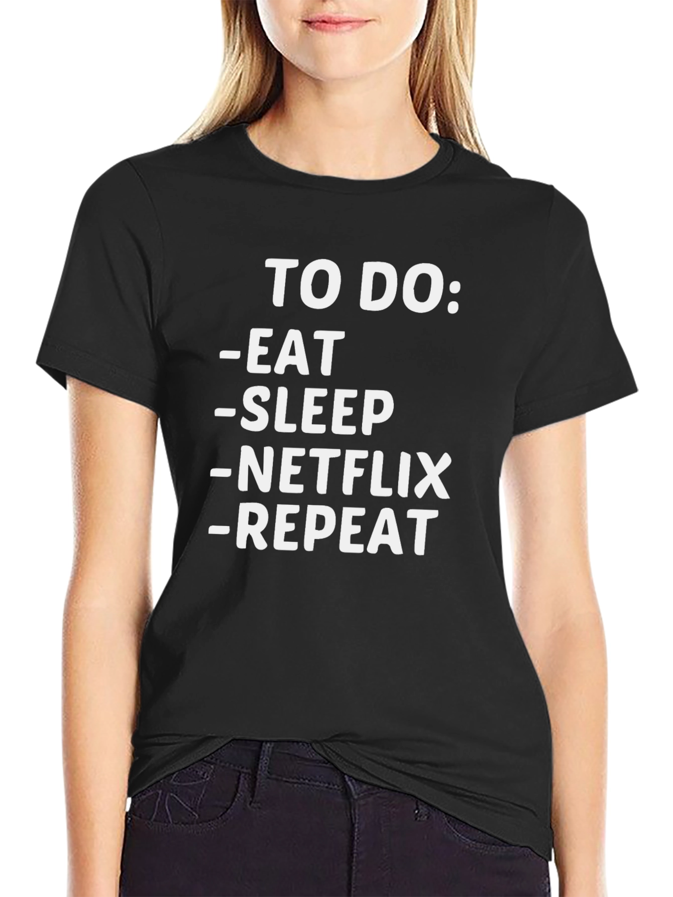 Eat Sleep Netflix Repeat Funny Graphic T-Shirt