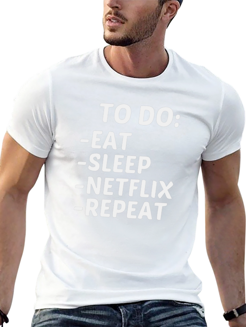 Eat Sleep Netflix Repeat Funny Graphic T-Shirt