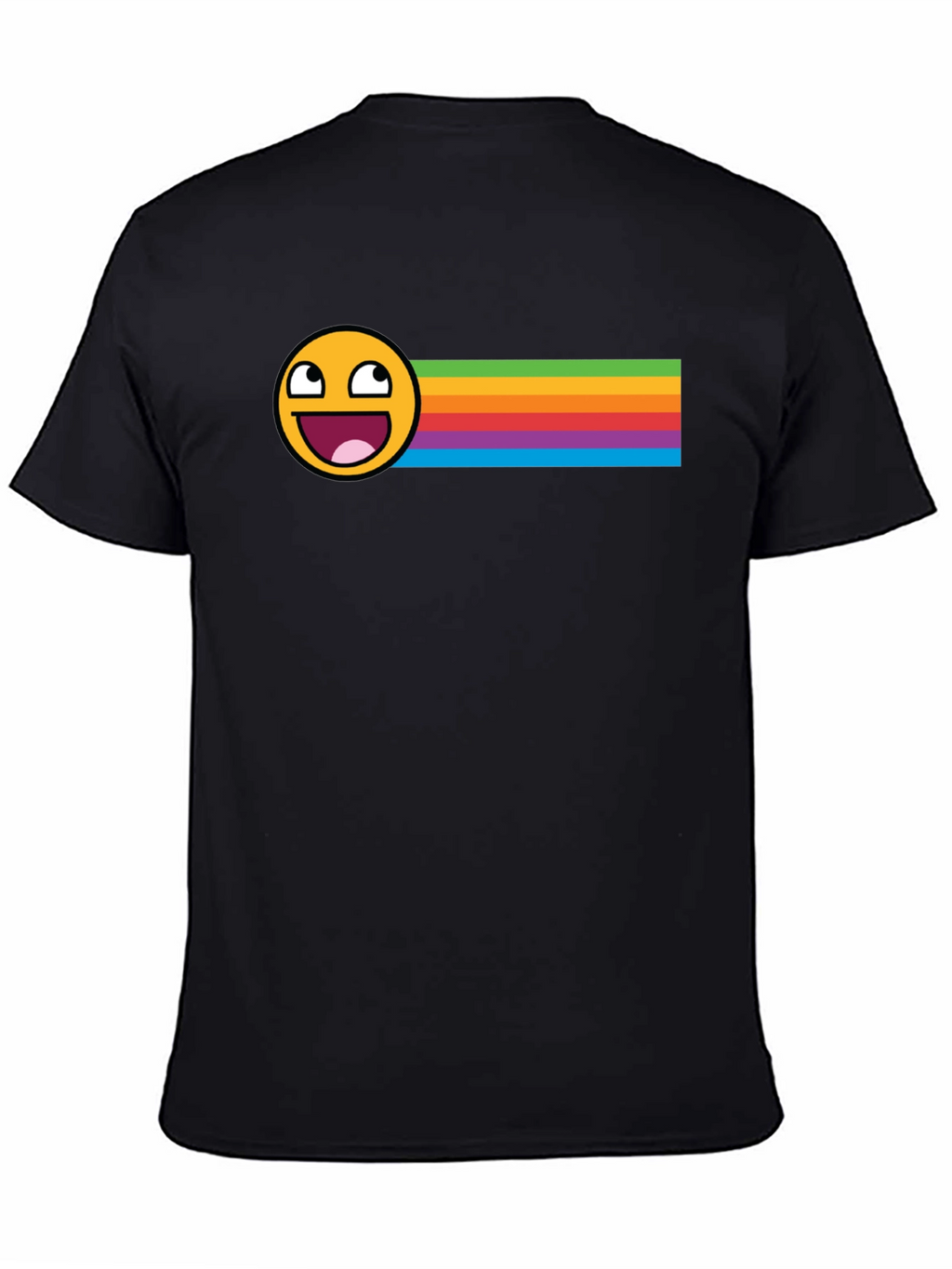 Epic Face Rainbow Stripe Graphic Tee - Black