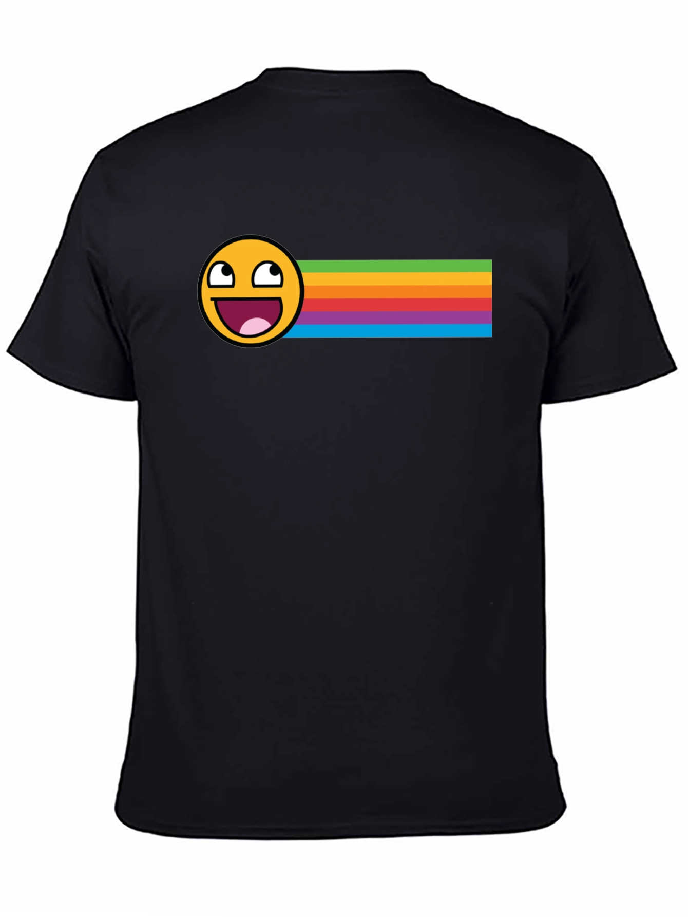 Epic Face Rainbow Stripe Graphic Tee - Black