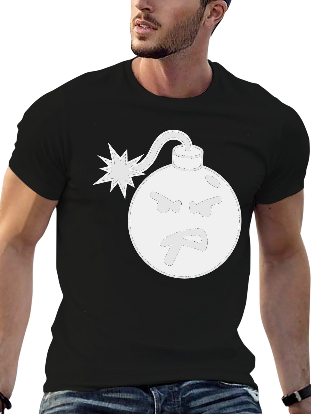 Angry Bomb Graphic Tee - Black Cotton T-Shirt