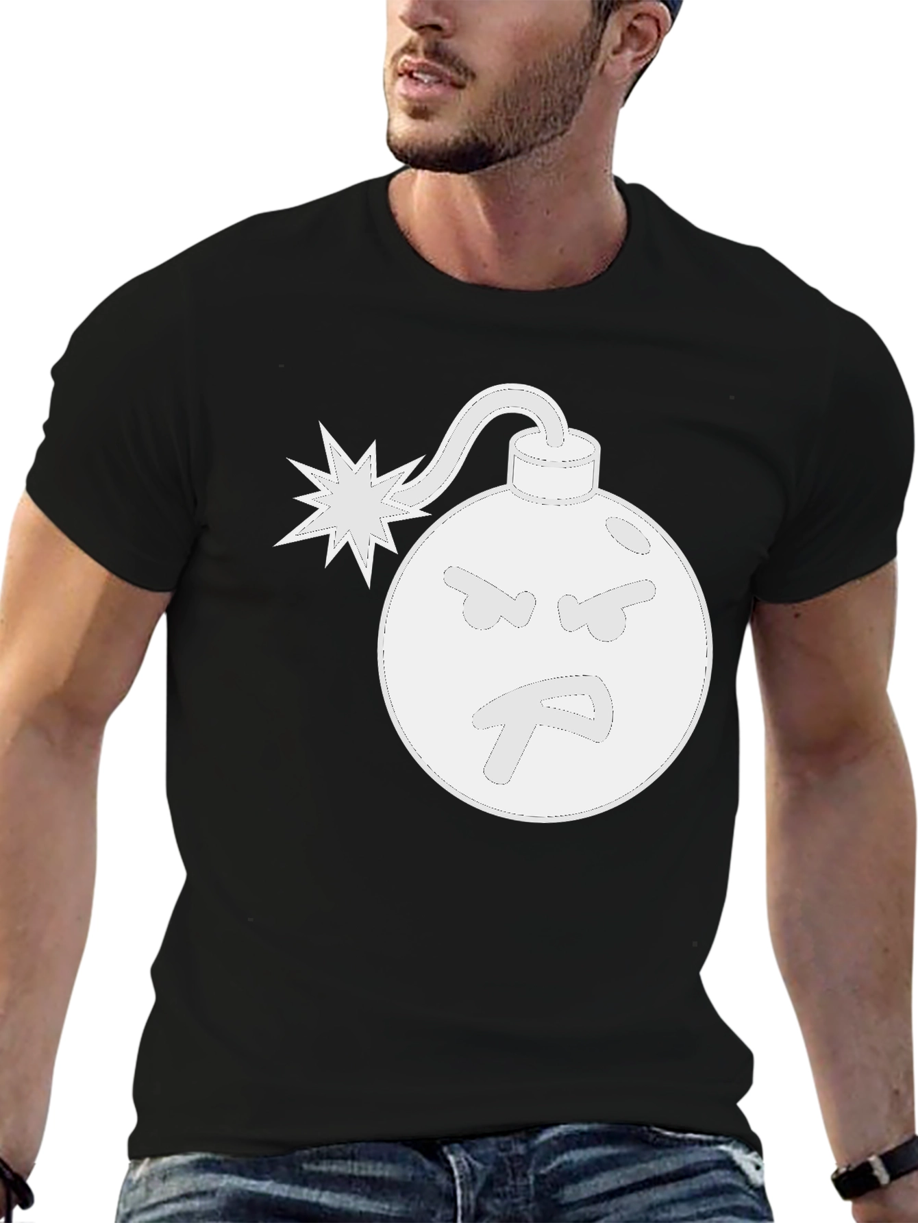Angry Bomb Graphic Tee - Black Cotton T-Shirt