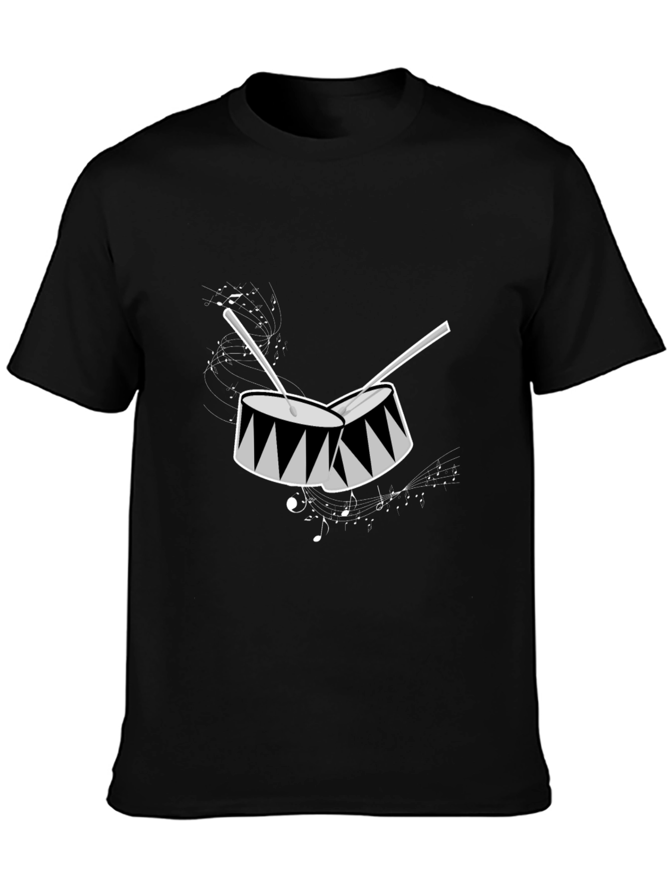 Drum Graphic Tee - Black Short Sleeve Shirt