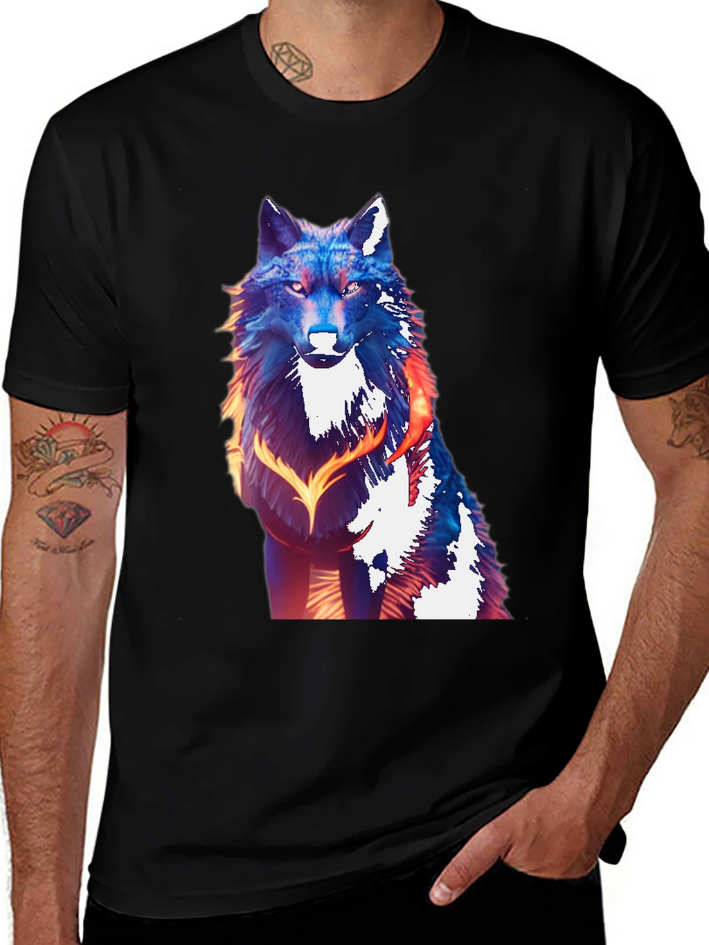Wolf Graphic Tee - Mens Black T-Shirt