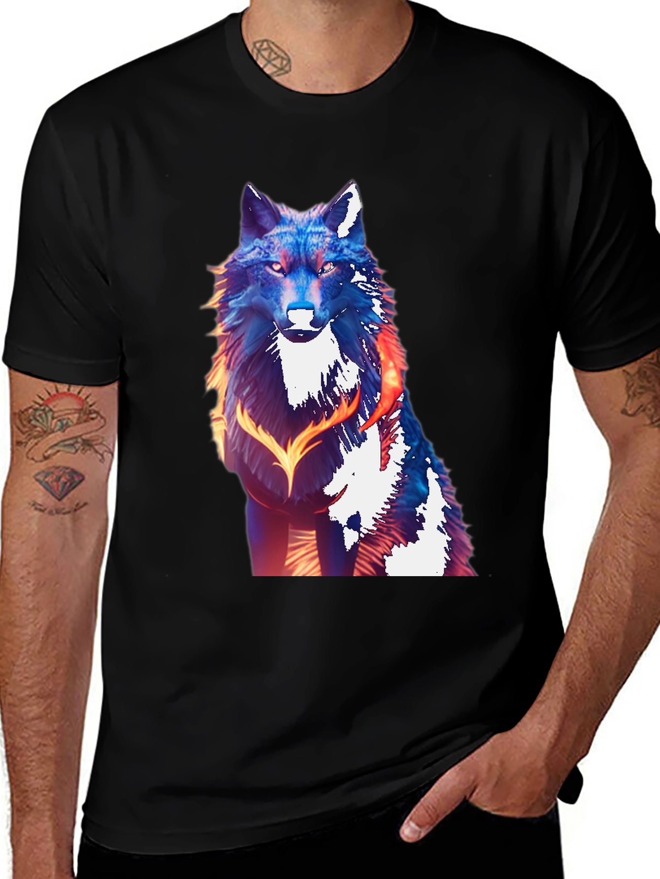 Wolf Graphic Tee - Mens Black T-Shirt