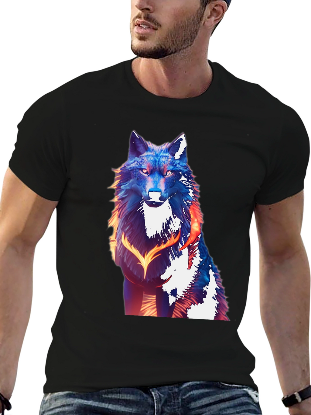 Wolf Graphic Tee - Mens Black T-Shirt
