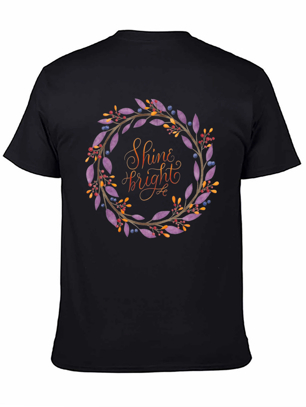 Shine Bright Floral Wreath Black T-Shirt