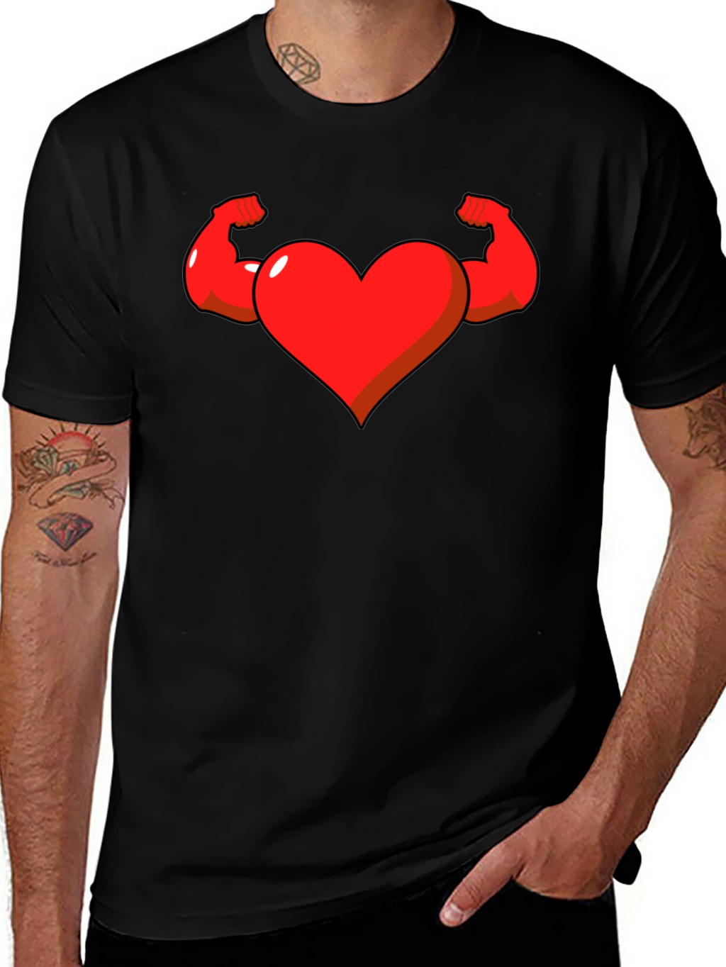 Heart with Muscle Arms Graphic Tee