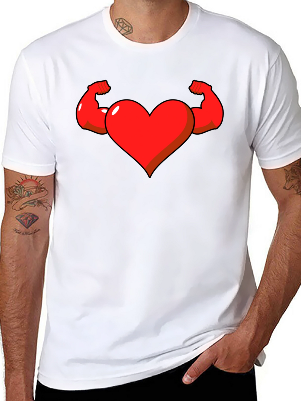 Heart with Muscle Arms Graphic Tee