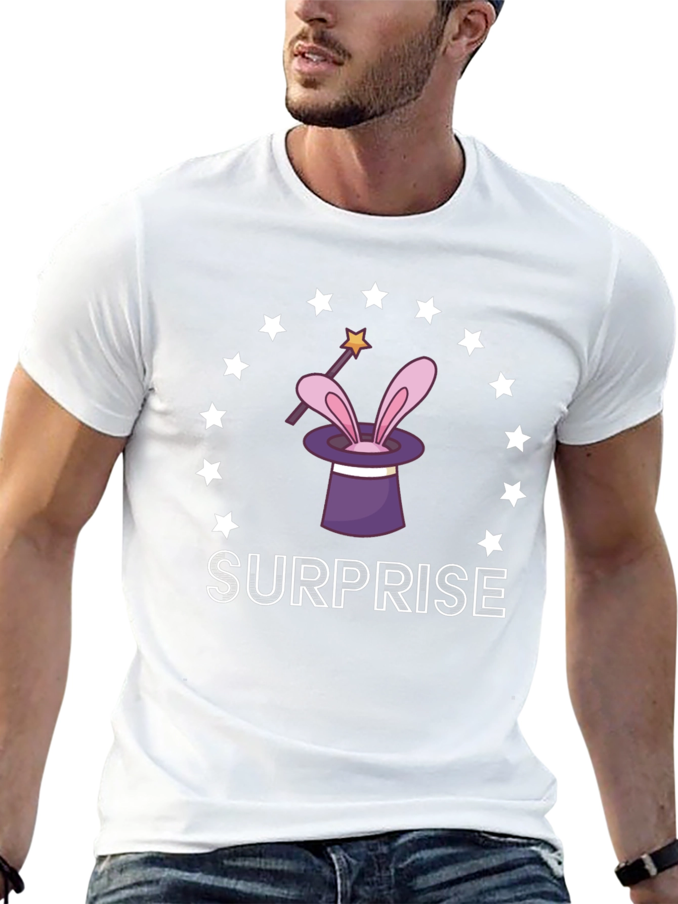 Magical Surprise T-Shirt: Rabbit in a Hat Design