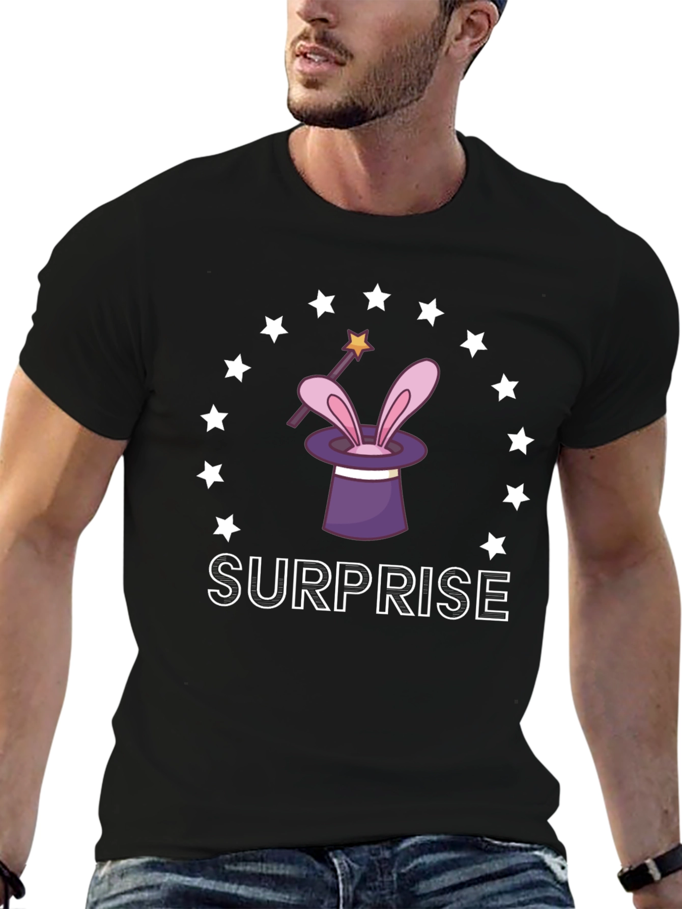 Magical Surprise T-Shirt: Rabbit in a Hat Design