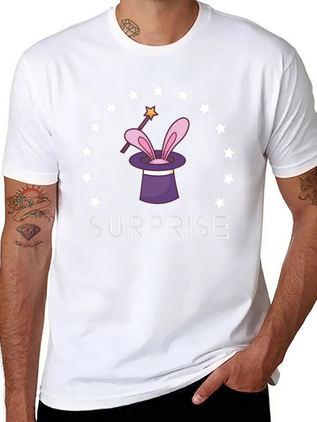 Magical Surprise T-Shirt: Rabbit in a Hat Design