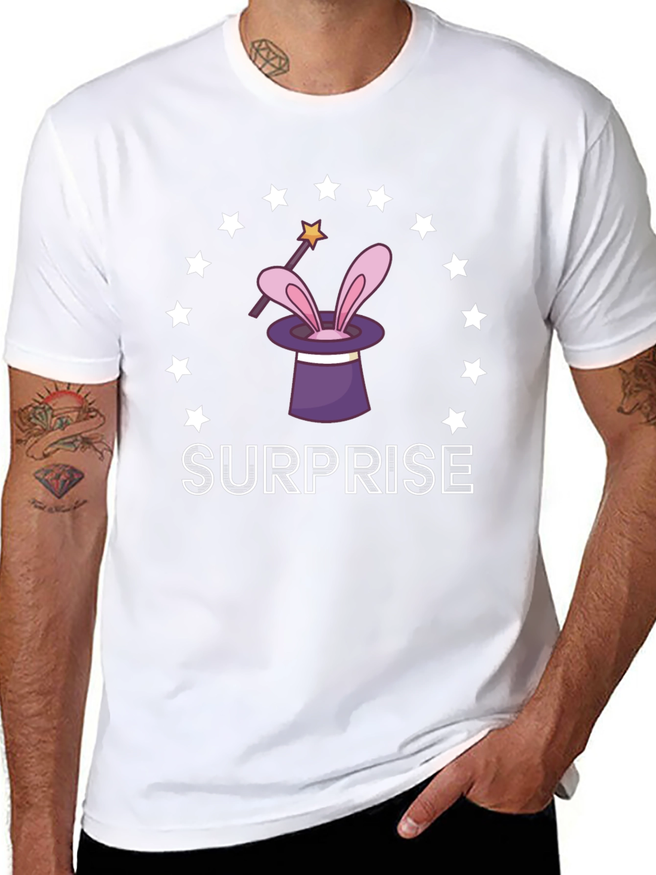 Magical Surprise T-Shirt: Rabbit in a Hat Design