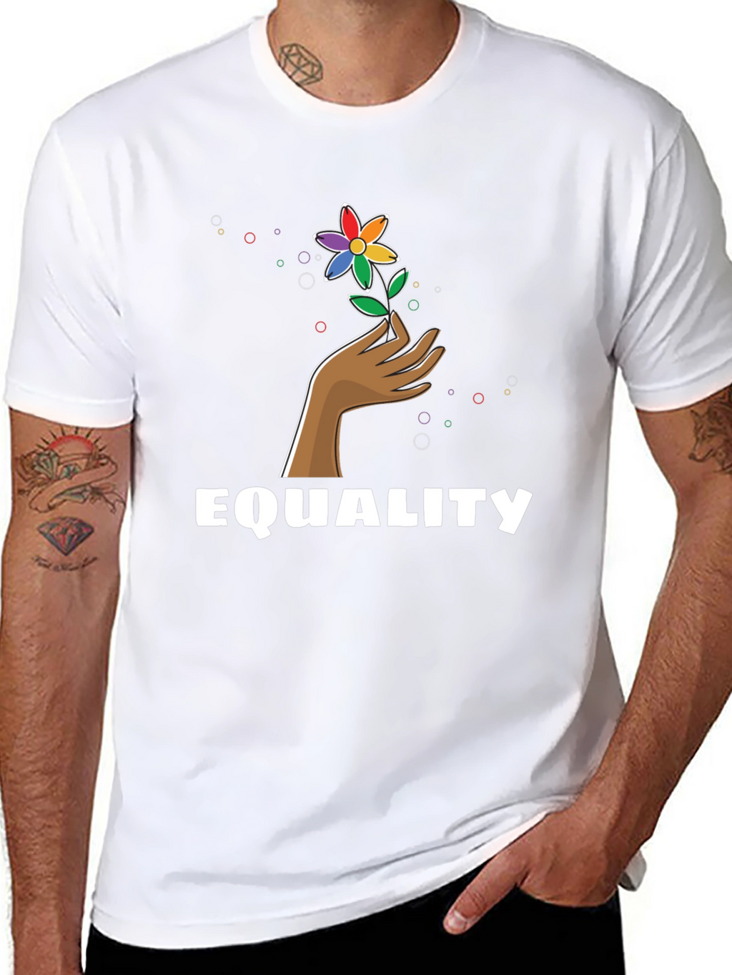 Equality Flower Graphic Tee - Unisex Black T-Shirt