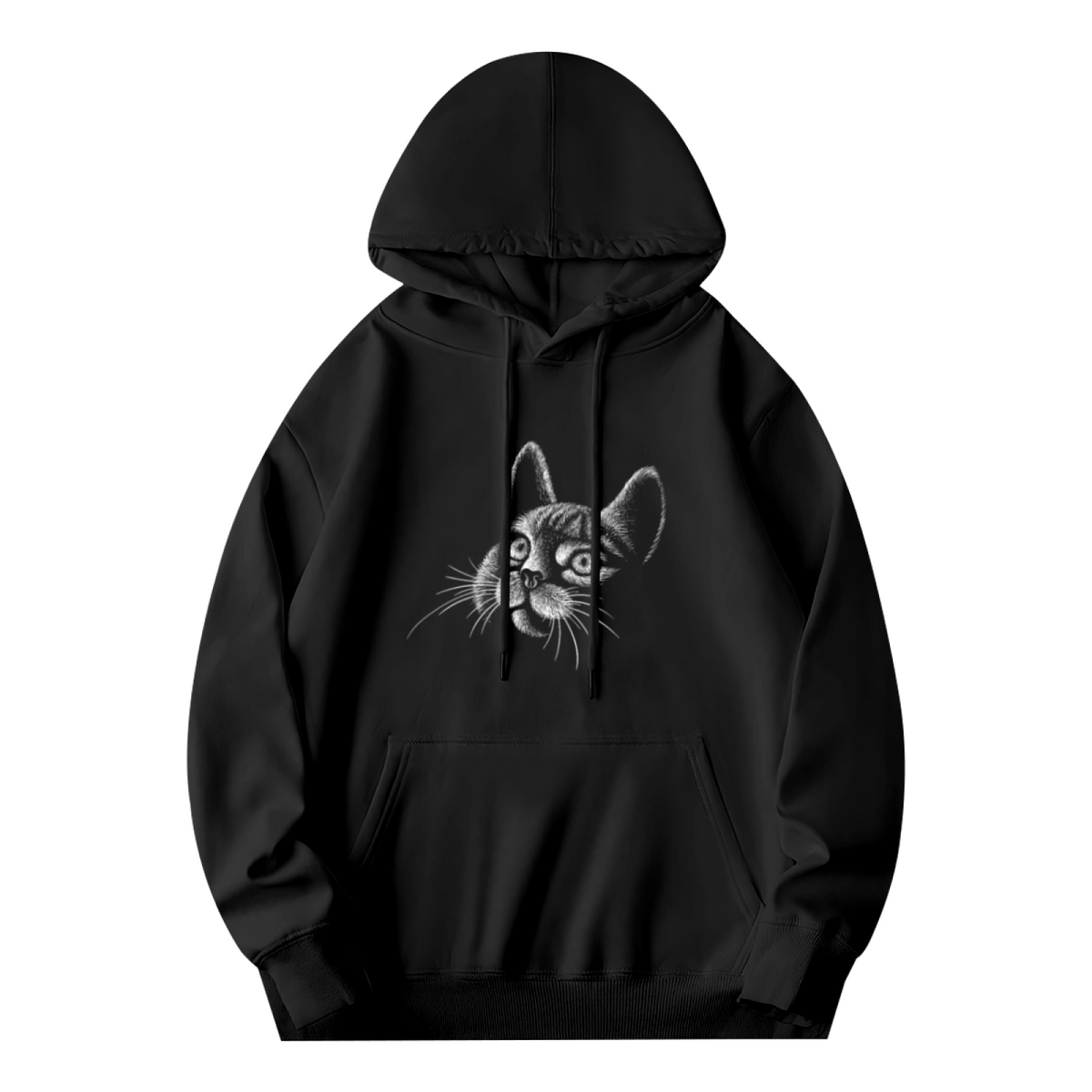 Cat Portrait Hoodie - Feline Art Graphic Sweatshirt for Cat Parents & Pet Lovers