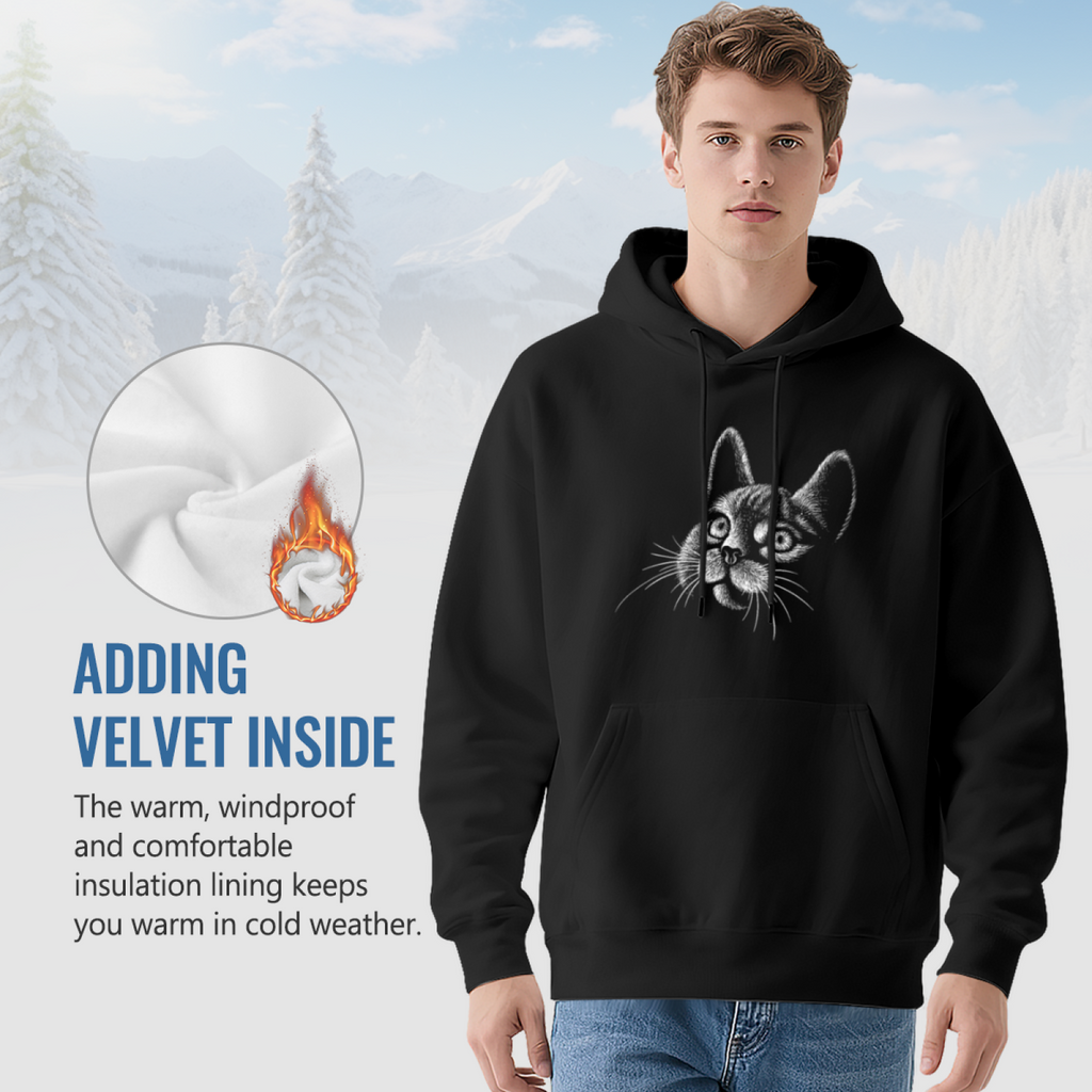 Cat Portrait Hoodie - Feline Art Graphic Sweatshirt for Cat Parents & Pet Lovers