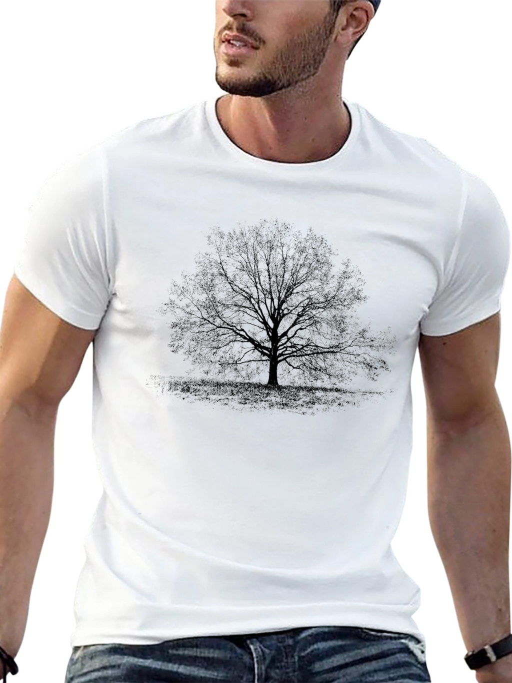 Silhouette Tree Graphic Tee - Black Cotton Blend