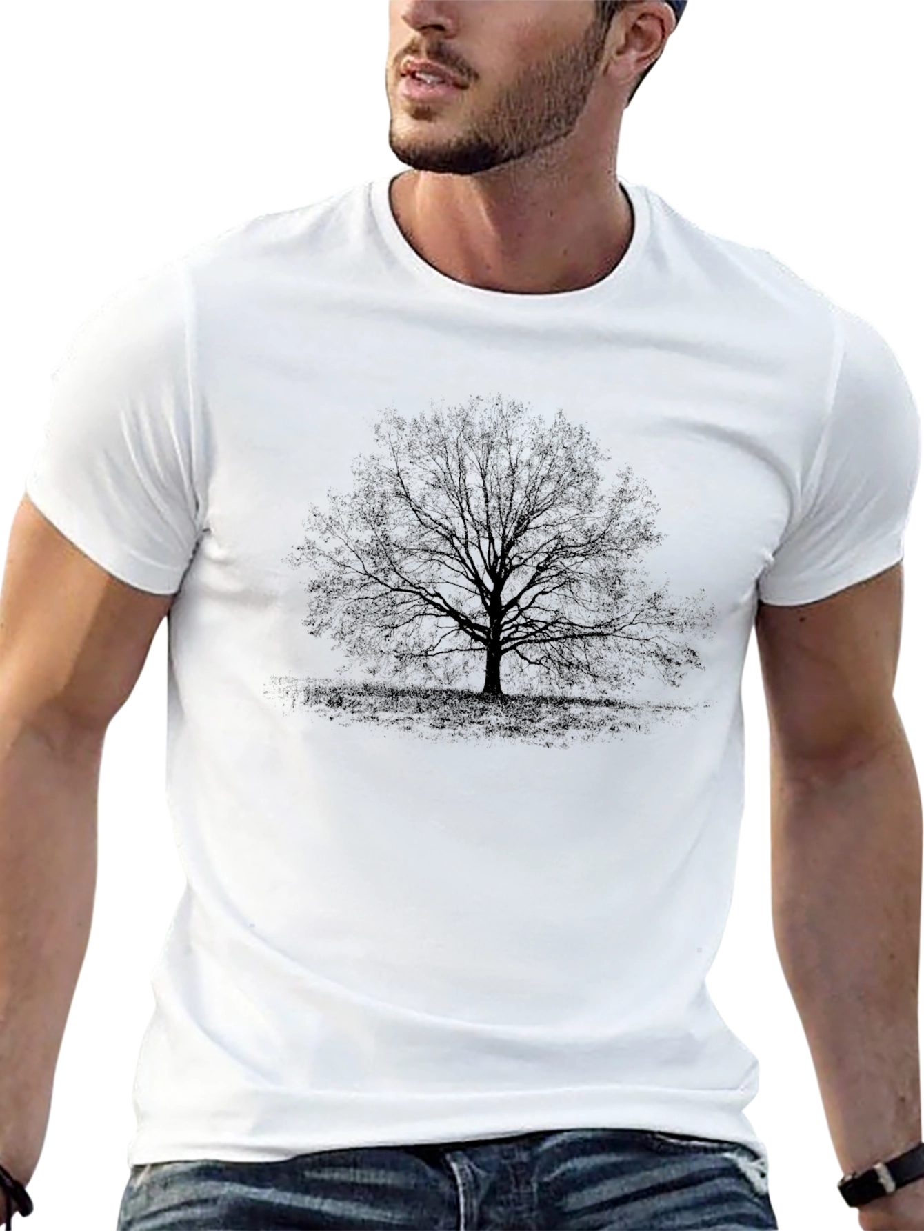 Silhouette Tree Graphic Tee - Black Cotton Blend