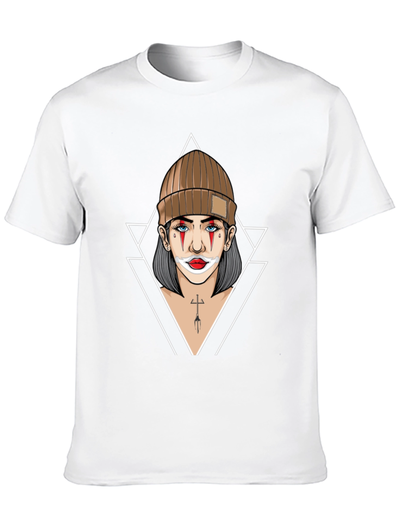 Clown Girl Graphic Print Black T-Shirt