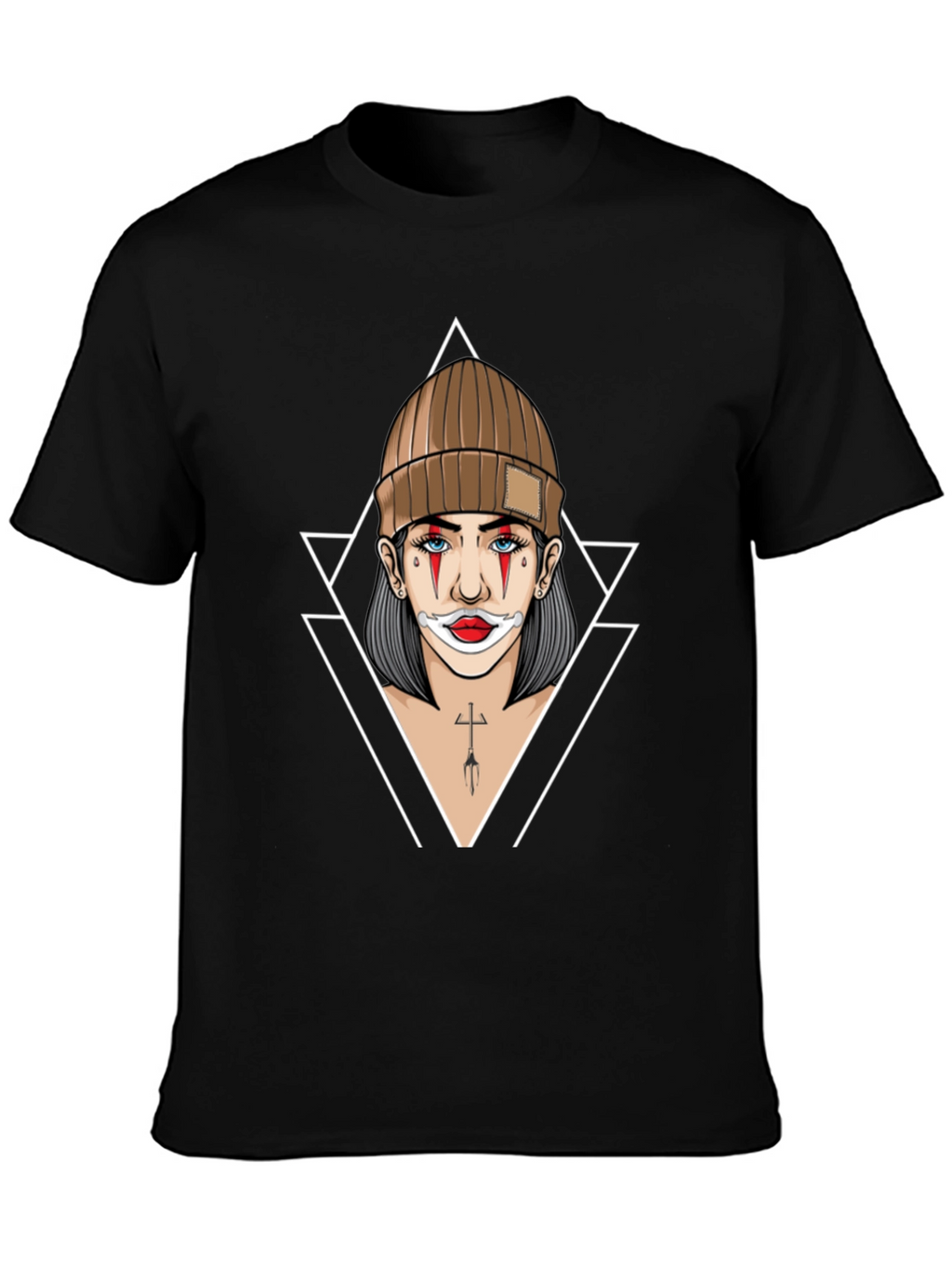 Clown Girl Graphic Print Black T-Shirt
