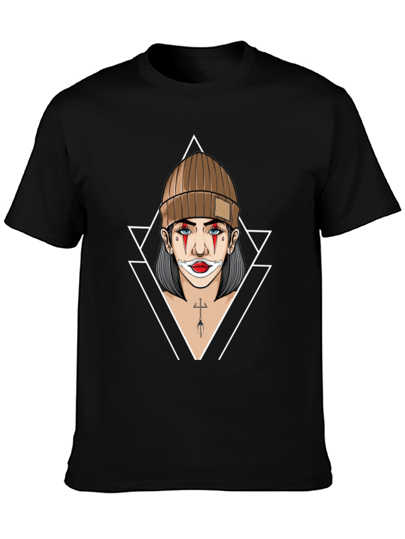 Clown Girl Graphic Print Black T-Shirt