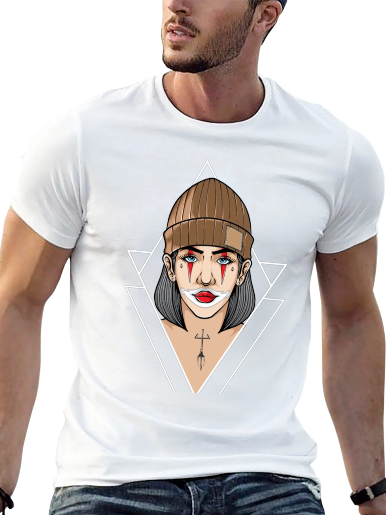 Clown Girl Graphic Print Black T-Shirt