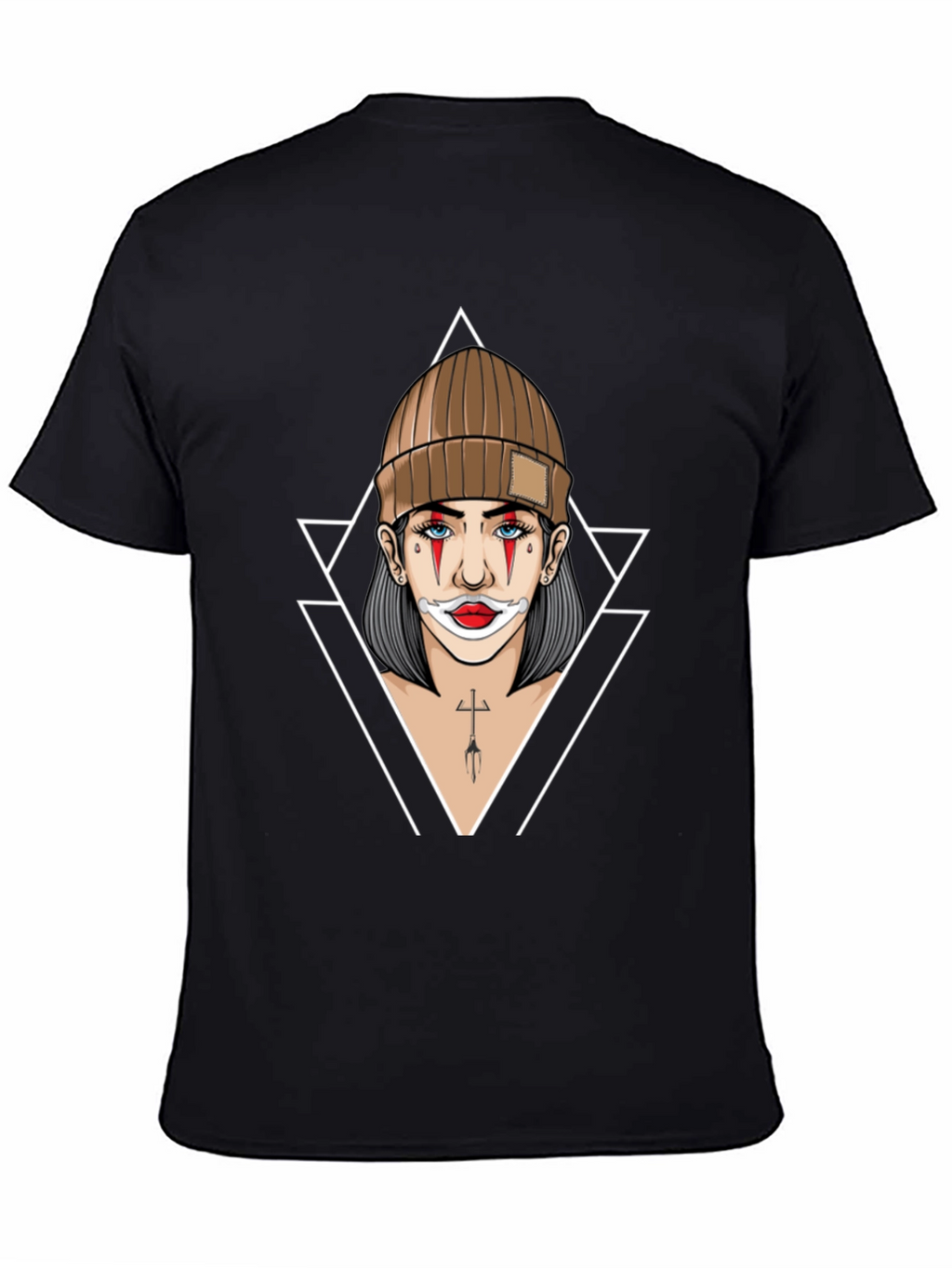 Clown Girl Graphic Print Black T-Shirt
