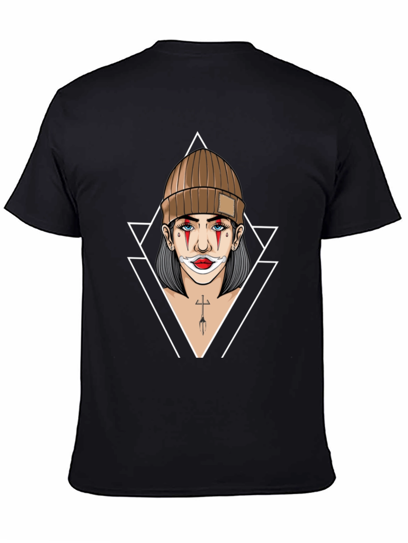 Clown Girl Graphic Print Black T-Shirt
