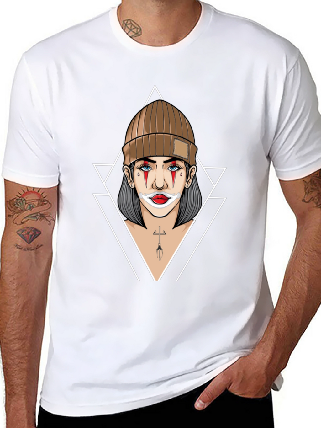 Clown Girl Graphic Print Black T-Shirt