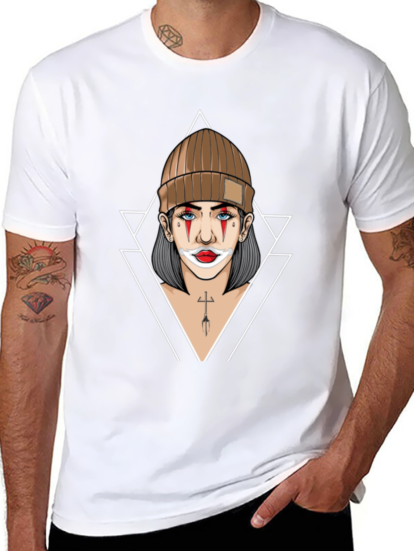 Clown Girl Graphic Print Black T-Shirt