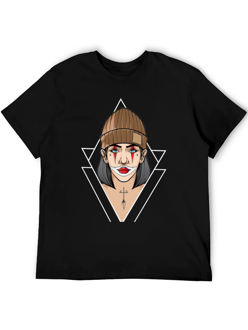 Clown Girl Graphic Print Black T-Shirt