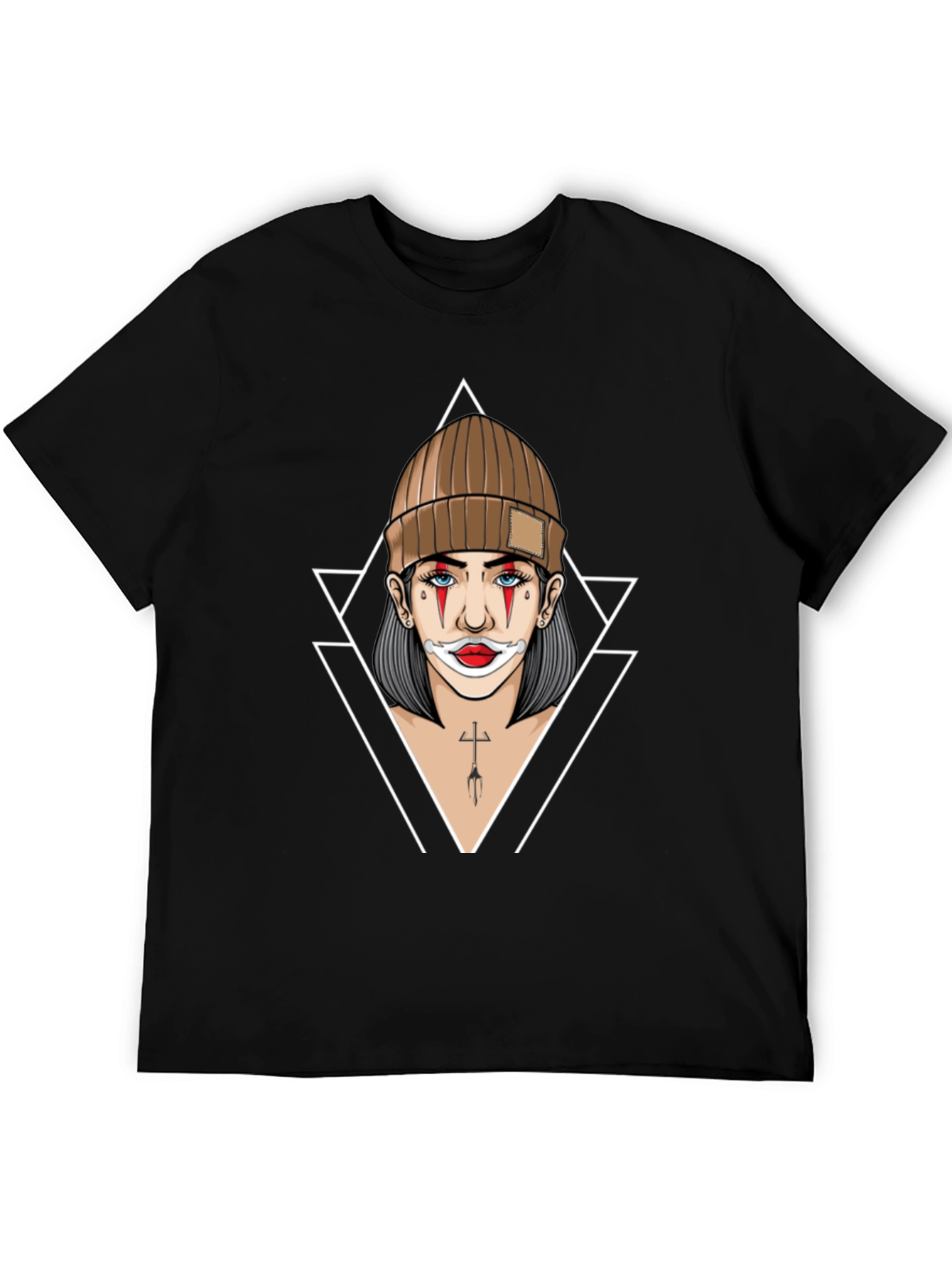 Clown Girl Graphic Print Black T-Shirt