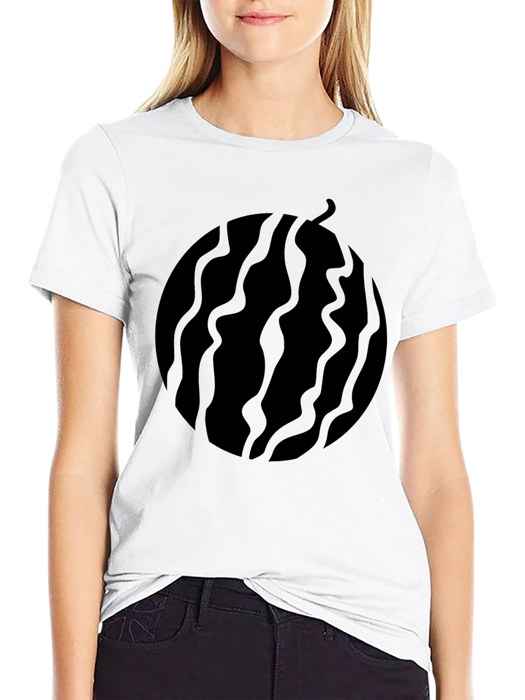 Black Graphic Tee - Abstract Fruit Design