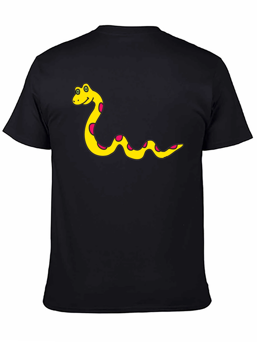 Cartoon Snake T-Shirt - Black Cotton Tee