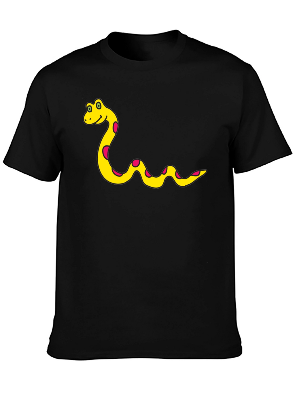 Cartoon Snake T-Shirt - Black Cotton Tee