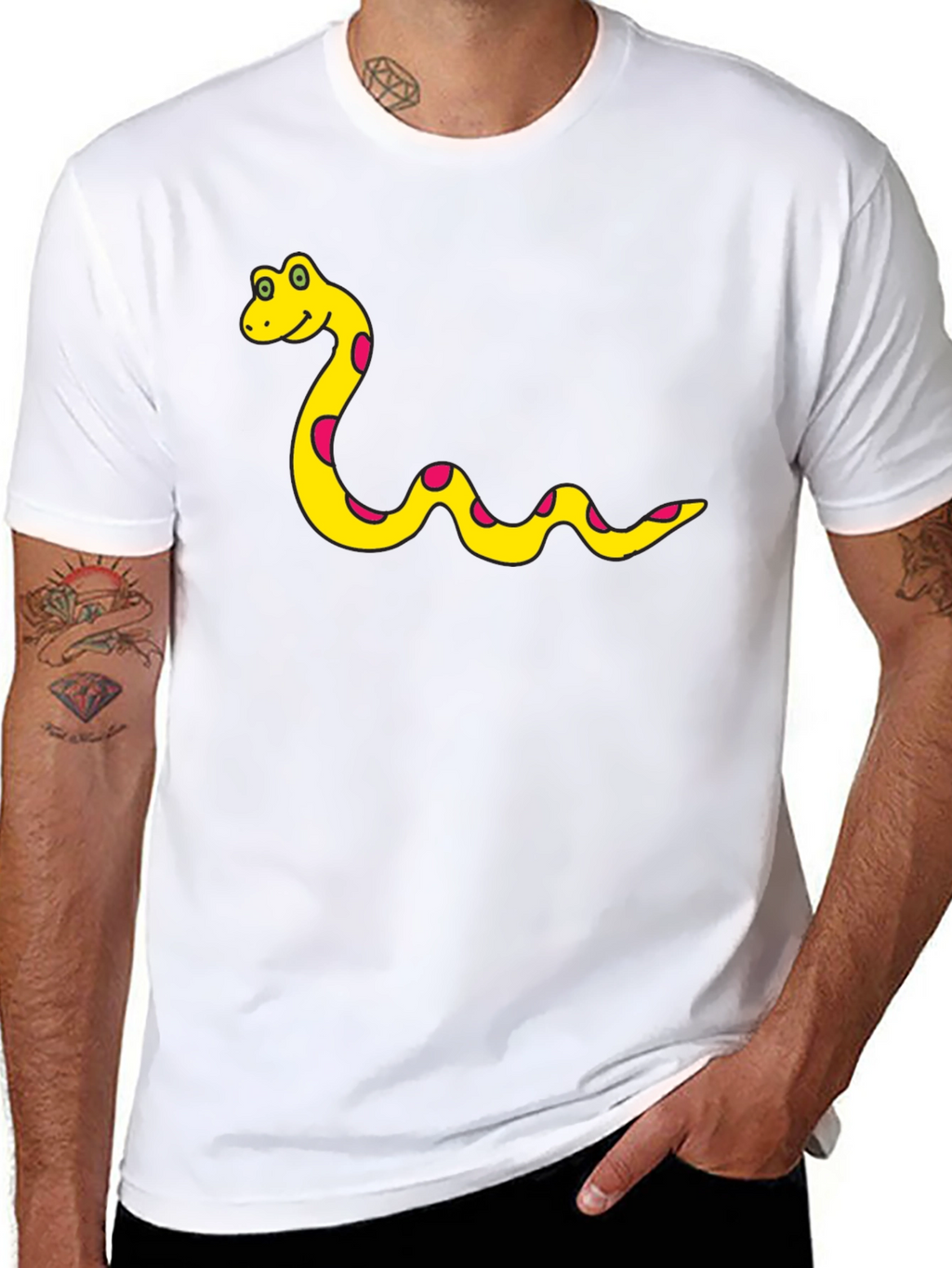 Cartoon Snake T-Shirt - Black Cotton Tee