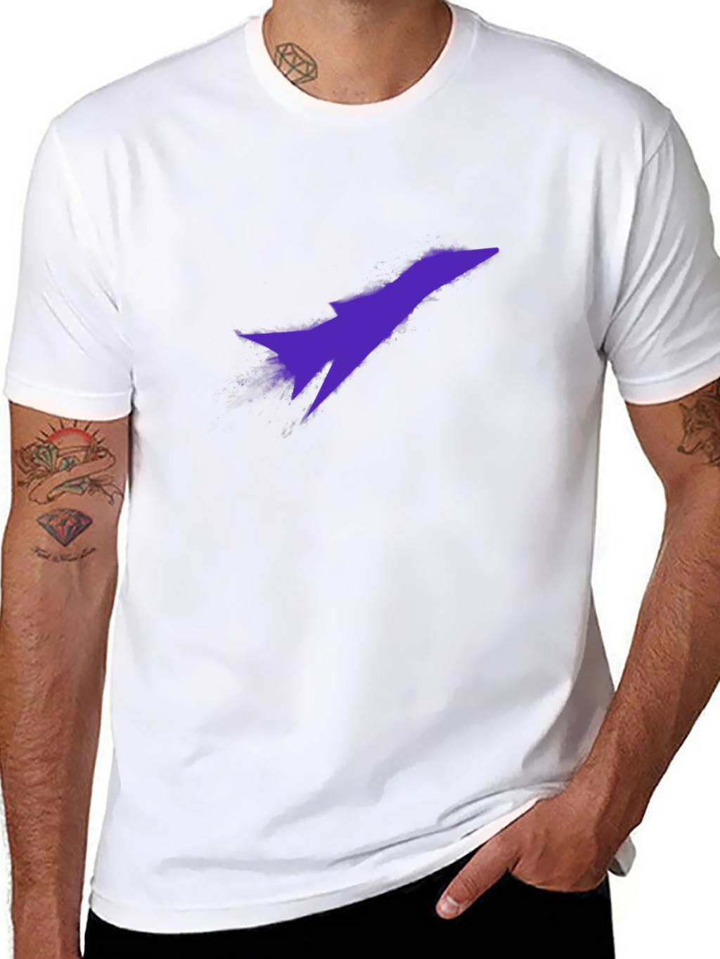 Black T-Shirt with Purple Jet Design