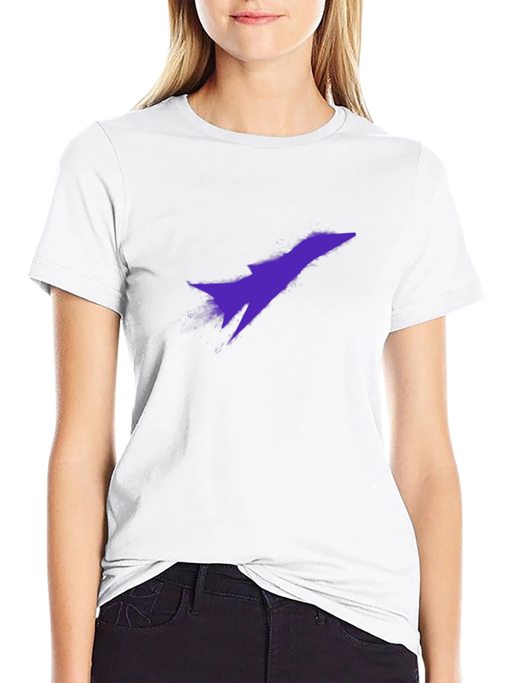 Black T-Shirt with Purple Jet Design