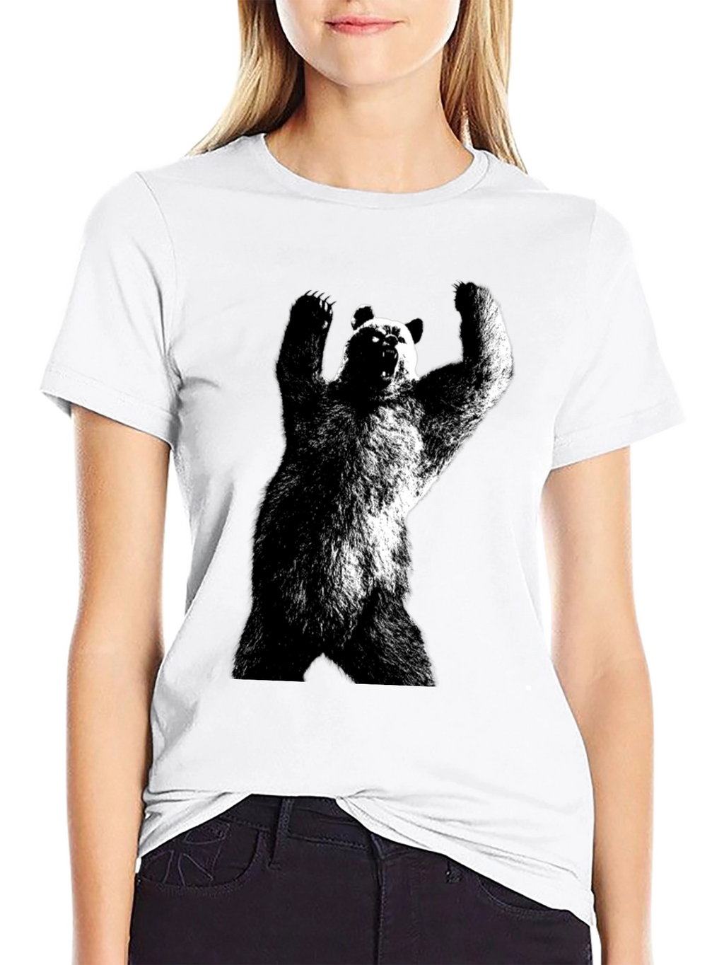 Bear Graphic Tee - Black Cotton Blend