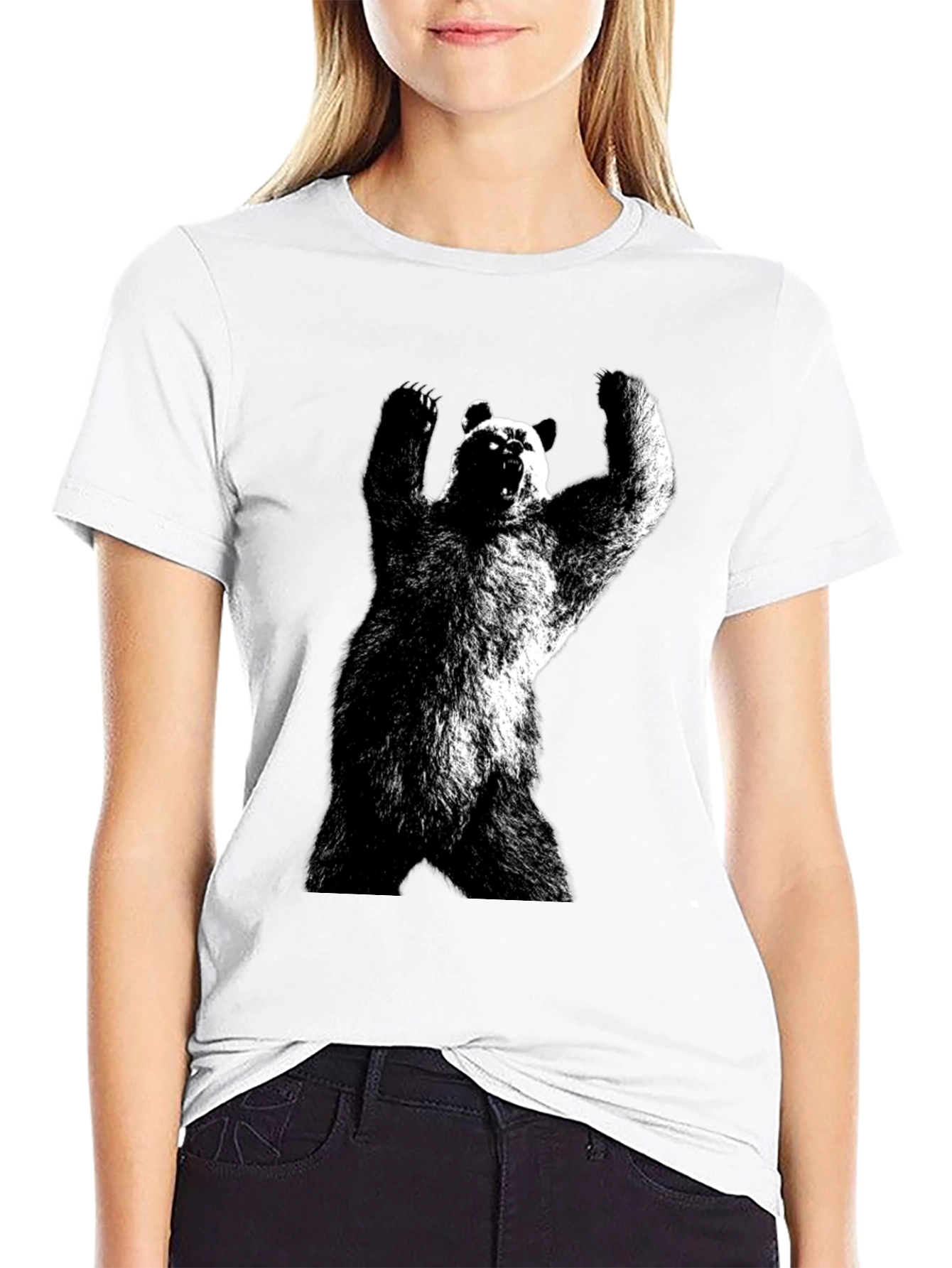 Bear Graphic Tee - Black Cotton Blend