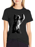 Bear Graphic Tee - Black Cotton Blend