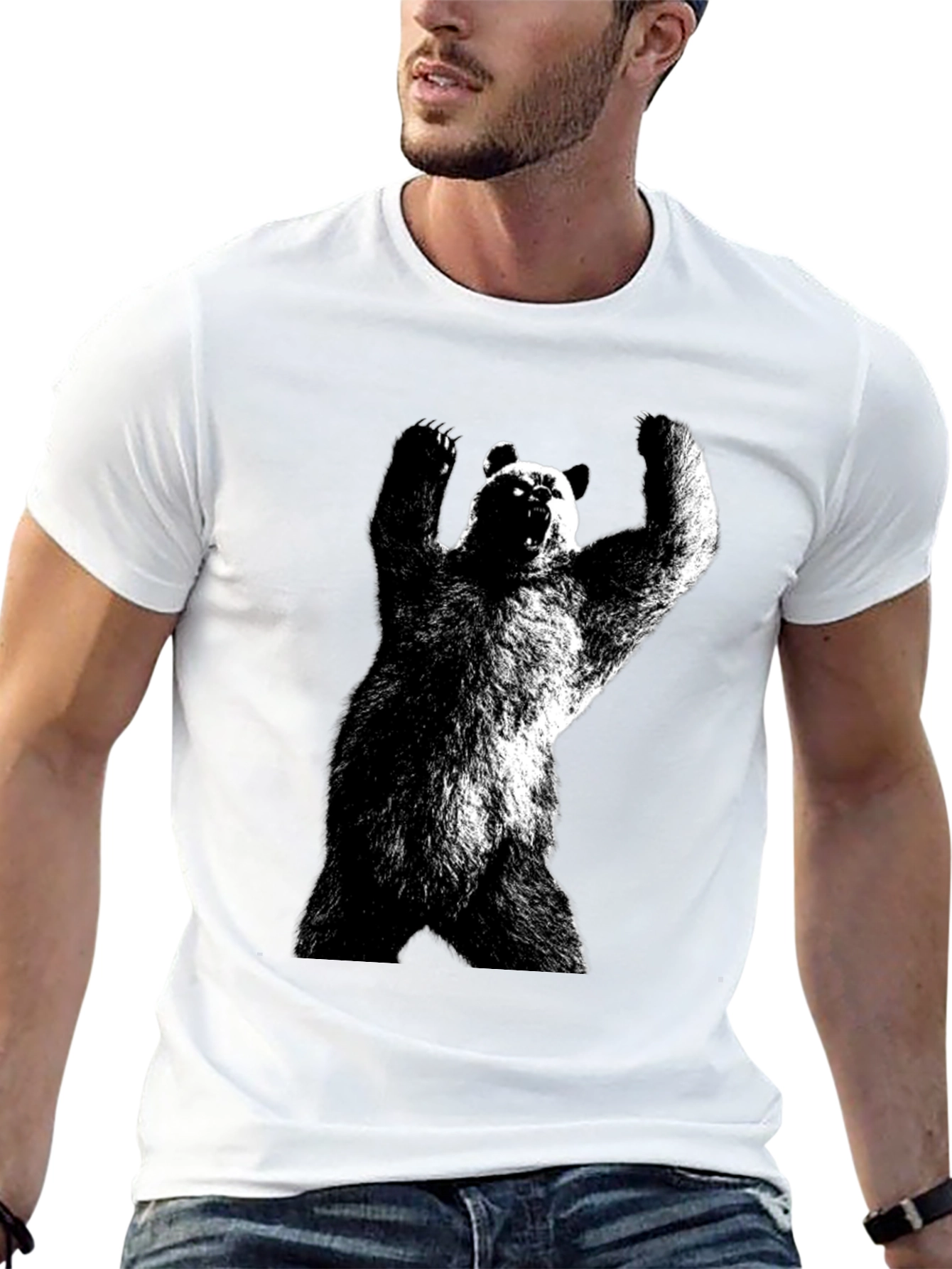 Bear Graphic Tee - Black Cotton Blend